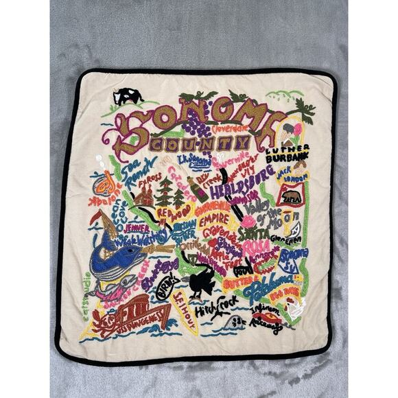 Catstudio Sonoma County Original Hand Embroidered Decorative Pillow 2012 USA 2 - Picture 4 of 16